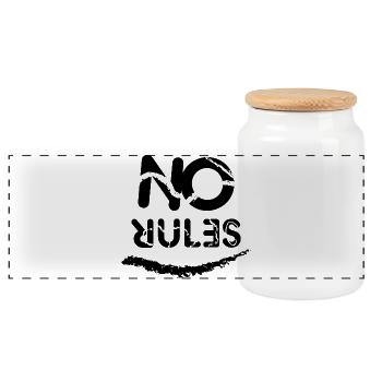 No Rules sign - Panoramic Cookie Jar with Wooden Lid - white - Front