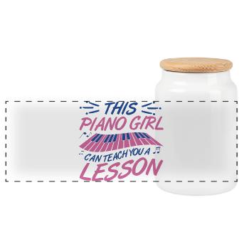 Fille de piano - Boîte à biscuits avec couvercle en bois - blanc - Devant