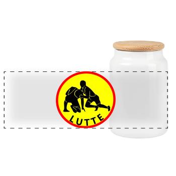 lutte - Boîte à biscuits avec couvercle en bois - blanc - Devant