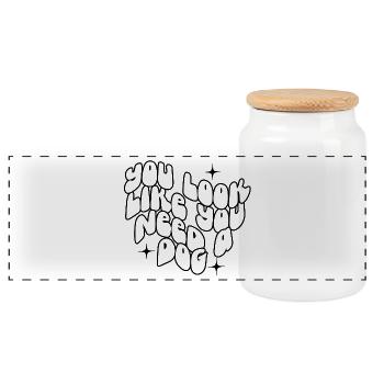 You Look Like You Need A Dog - Panoramic Cookie Jar with Wooden Lid - white - Front