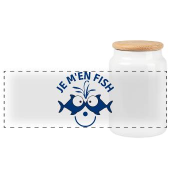 je m'en fish, pêche, pêche humour - Boîte à biscuits avec couvercle en bois - blanc - Devant