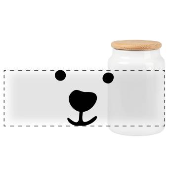 Ours polaire visage cadeau de Noël idée bande dessinée pour enfants - Boîte à biscuits avec couvercle en bois - blanc - Devant