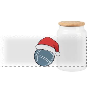 Boule Santa Tenue de pétanque pour Bouler pour boules - Boîte à biscuits avec couvercle en bois - blanc - Devant
