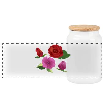Bouquet of roses play of colours - Panoramic Cookie Jar with Wooden Lid - white - Front