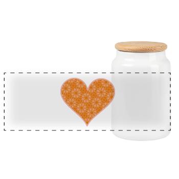 Cœur orange rose - Boîte à biscuits avec couvercle en bois - blanc - Devant