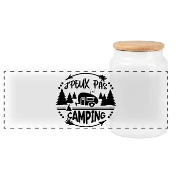 j peux pas j ai camping - Boîte à biscuits avec couvercle en bois - blanc - Devant