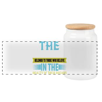 Foi en l’avenir dans la typographie colorée - Boîte à biscuits avec couvercle en bois - blanc - Devant