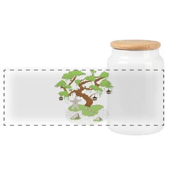 Style Asie - Bonsaï - Boîte à biscuits avec couvercle en bois - blanc - Devant