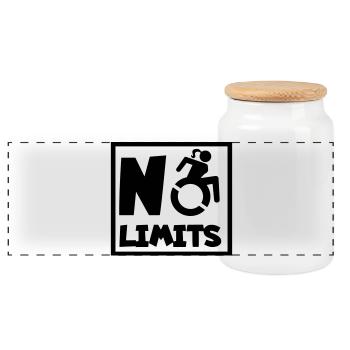 No limit for female wheelchair users* - Panoramic Cookie Jar with Wooden Lid - white - Front
