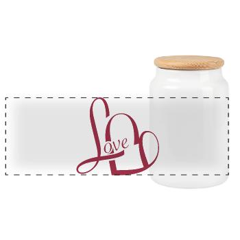 romantique Typographie de la Saint-Valentin en rouge - Boîte à biscuits avec couvercle en bois - blanc - Devant