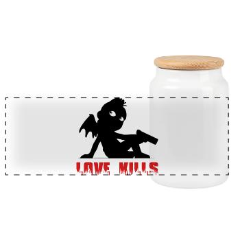 Love Kills 2 - Panoramic Cookie Jar with Wooden Lid - white - Front