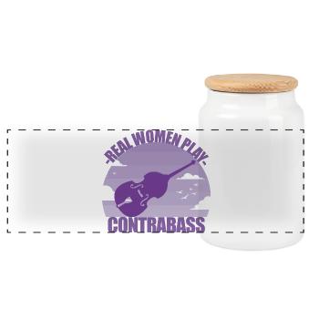 Contrebasse Bassiste Musicien Girl Gift - Boîte à biscuits avec couvercle en bois - blanc - Devant