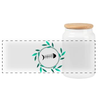 SARDINE. FISH. APRIL FOOL. EASTER. SEA - Panoramic Cookie Jar with Wooden Lid - white - Front