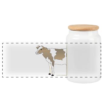 Cow - Cow Half in Frame - Panoramic Cookie Jar with Wooden Lid - white - Front