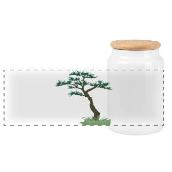 Old Tree | gnarled tree - Panoramic Cookie Jar with Wooden Lid - white - Front