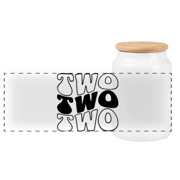 Two 2nd Birthday Kids Boys Girls 2 Years Old - Panoramic Cookie Jar with Wooden Lid - white - Front