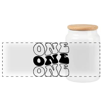 One 1st Birthday Kids Boys Girls 1 Year Old - Panoramic Cookie Jar with Wooden Lid - white - Front