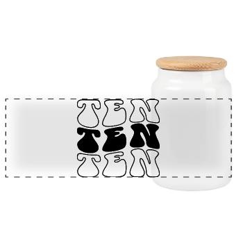 Ten 10th Birthday Kids Boys Girls 10 Years Old - Panoramic Cookie Jar with Wooden Lid - white - Front