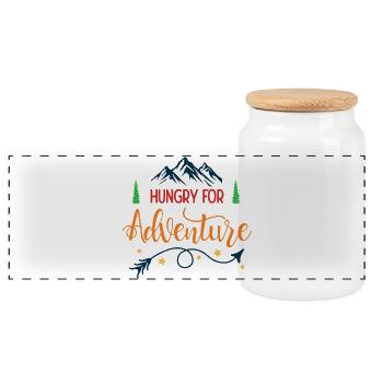Hungry for Adventure - Panoramic Cookie Jar with Wooden Lid - white - Front