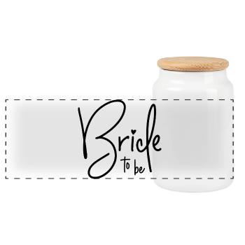 Bride to Be - Panoramic Cookie Jar with Wooden Lid - white - Front
