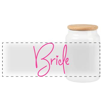 Bride - Braut - Junggesellinnenabschied - JGA 2026 - Panorama Keksdose mit Holzdeckel - Weiß - Vorne