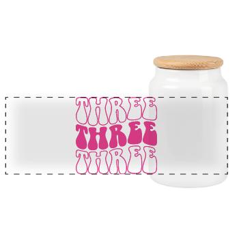 Three 3rd Birthday For Girls 3 Years Old - Panoramic Cookie Jar with Wooden Lid - white - Front
