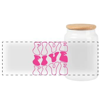 Cinq 5e anniversaire pour les filles de 5 ans - Boîte à biscuits avec couvercle en bois - blanc - Devant