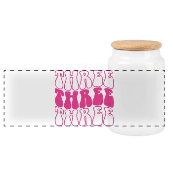 Three 3rd Birthday For Girls 3 Years Old - Panoramic Cookie Jar with Wooden Lid - white - Front