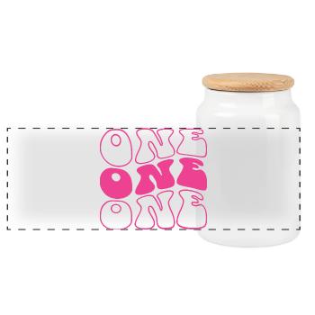 One 1st Birthday For Girls 1 Year Old - Panoramic Cookie Jar with Wooden Lid - white - Front