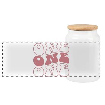 One 1st Birthday For Girls 1 Year Old - Panoramic Cookie Jar with Wooden Lid - white - Front