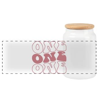 One 1st Birthday For Girls 1 Year Old - Panoramic Cookie Jar with Wooden Lid - white - Front