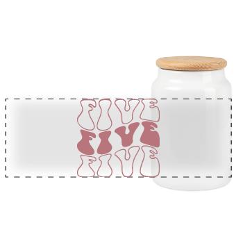 Cinq 5e anniversaire pour les filles de 5 ans - Boîte à biscuits avec couvercle en bois - blanc - Devant
