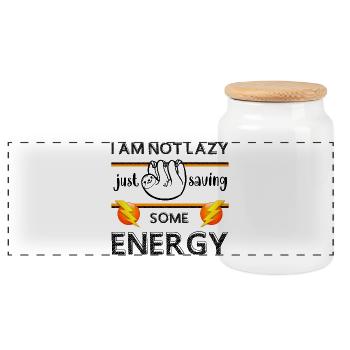 Je ne suis pas paresseux, j’économise juste de l’énergie, paresseux; - Boîte à biscuits avec couvercle en bois - blanc - Devant