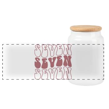 Sept 7e anniversaire pour les filles de 7 ans - Boîte à biscuits avec couvercle en bois - blanc - Devant