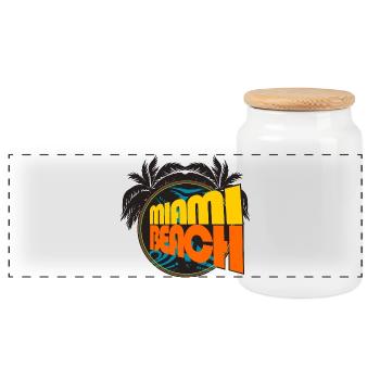 Miami Beach Retro Palms - Boîte à biscuits avec couvercle en bois - blanc - Devant