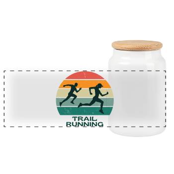 trail, running, running trail - Boîte à biscuits avec couvercle en bois - blanc - Devant