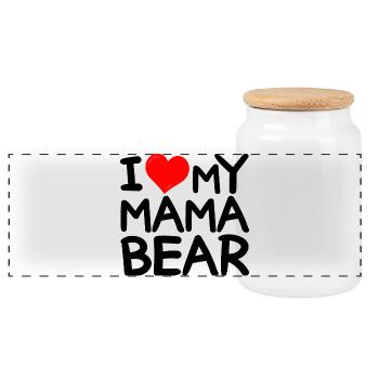 I love my mom bear - I love my mommy bear - Panoramic Cookie Jar with Wooden Lid - white - Front