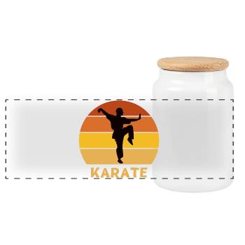 karaté, fan de karaté, faire du karaté - Boîte à biscuits avec couvercle en bois - blanc - Devant