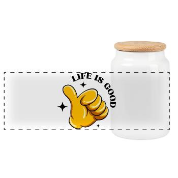 life is good, la vie est belle, good life - Boîte à biscuits avec couvercle en bois - blanc - Devant