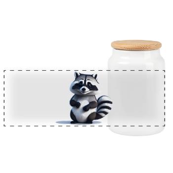 Raton laveur - Boîte à biscuits avec couvercle en bois - blanc - Devant