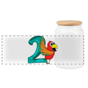 2 Geburtstag 2 Jahre alt mit Tier Motiv - zwei - Panorama Keksdose mit Holzdeckel - Weiß - Vorne