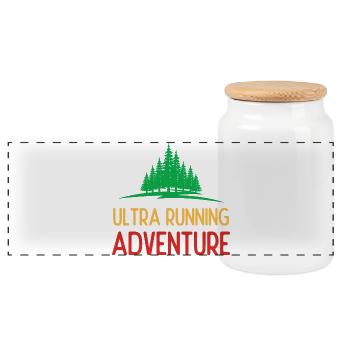 Ultra Running Advrenture - Panoramic Cookie Jar with Wooden Lid - white - Front