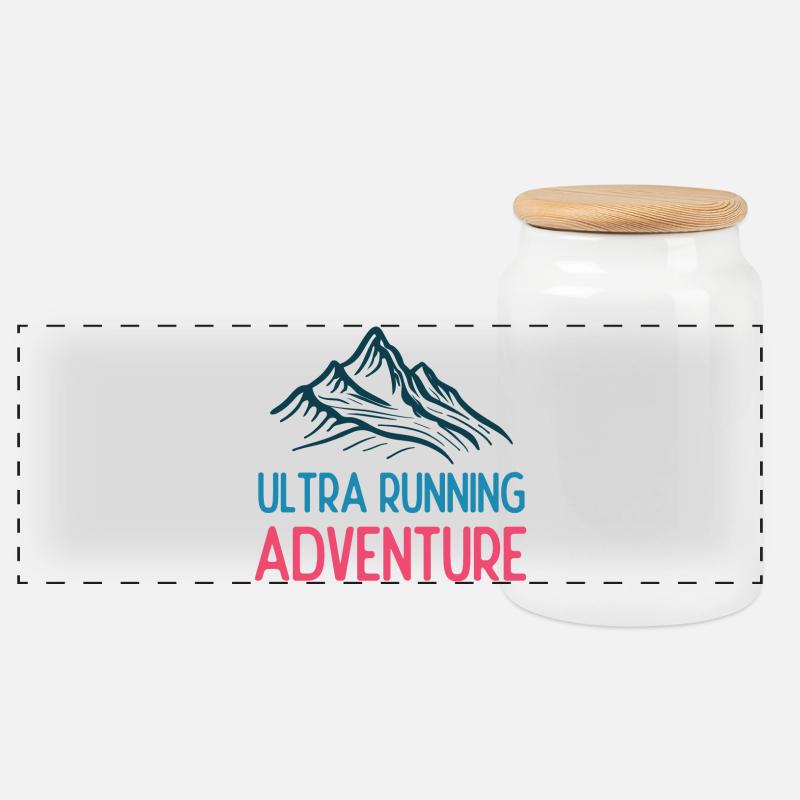Ultra Running Advrenture - Panoramic Cookie Jar with Wooden Lid - white