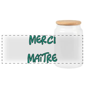 MAÎTRE. MERCI. MERCI MAÎTRE. CADEAU MAÎTRE - Boîte à biscuits avec couvercle en bois - blanc - Devant