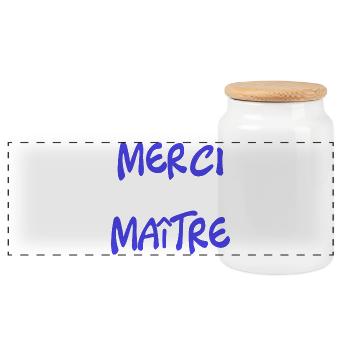 MAÎTRE. MERCI. MERCI MAÎTRE. CADEAU MAÎTRE - Boîte à biscuits avec couvercle en bois - blanc - Devant