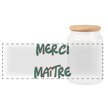 MAÎTRE. MERCI. MERCI MAÎTRE. CADEAU MAÎTRE - Boîte à biscuits avec couvercle en bois - blanc - Devant