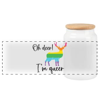 Pride Month LGBTQ - Oh Hirsch, ich bin queer! - Panorama Keksdose mit Holzdeckel - Weiß - Vorne