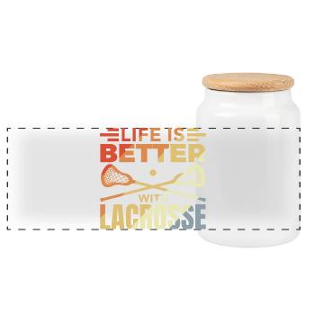 Vintage Lacrosse Spruch - Panorama Keksdose mit Holzdeckel - Weiß - Vorne