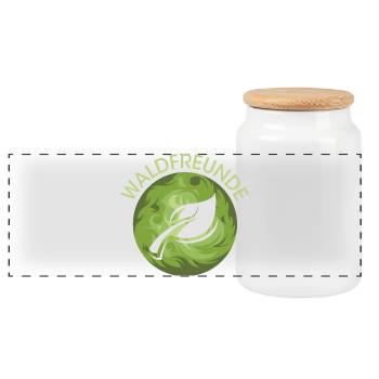 Forest Friends Leaf Nature Nature Nature Forest Protection - Panoramic Cookie Jar with Wooden Lid - white - Front