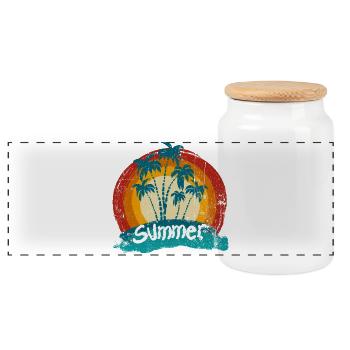 Sunset Palm Summer Vibes - Panorama Keksdose mit Holzdeckel - Weiß - Vorne